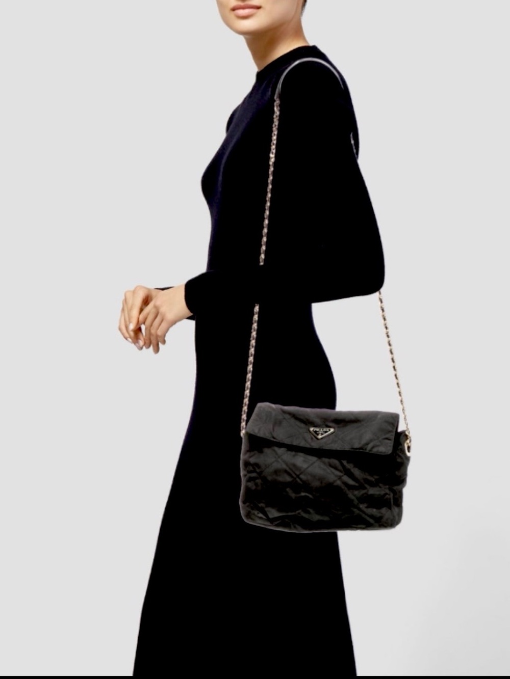 Prada⭐️Black Quilted Gold Chain Shoulder Bag! RARE! ⭐️Always Open to offers! - Picture 15 of 16